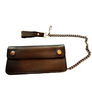 Genuine Black Leather Wallet With Chain